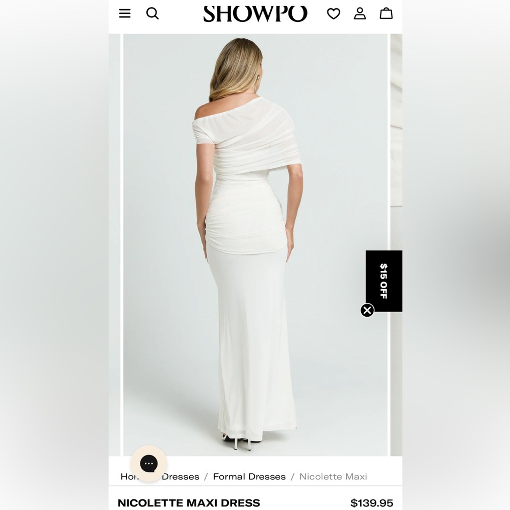 Showpo One Shoulder Cream Maxi Dress - Picture 3 of 7
